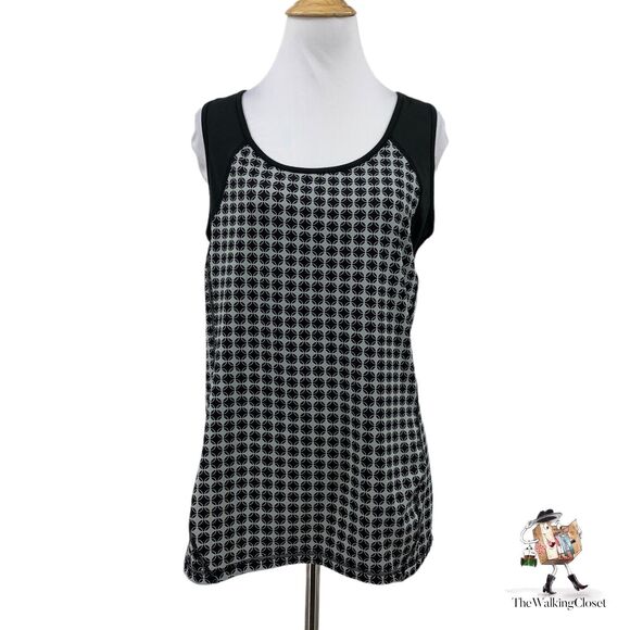 Lands End Active Tank Top Womens S Small Black Printed Colorblock Lightweight - Picture 1 of 11